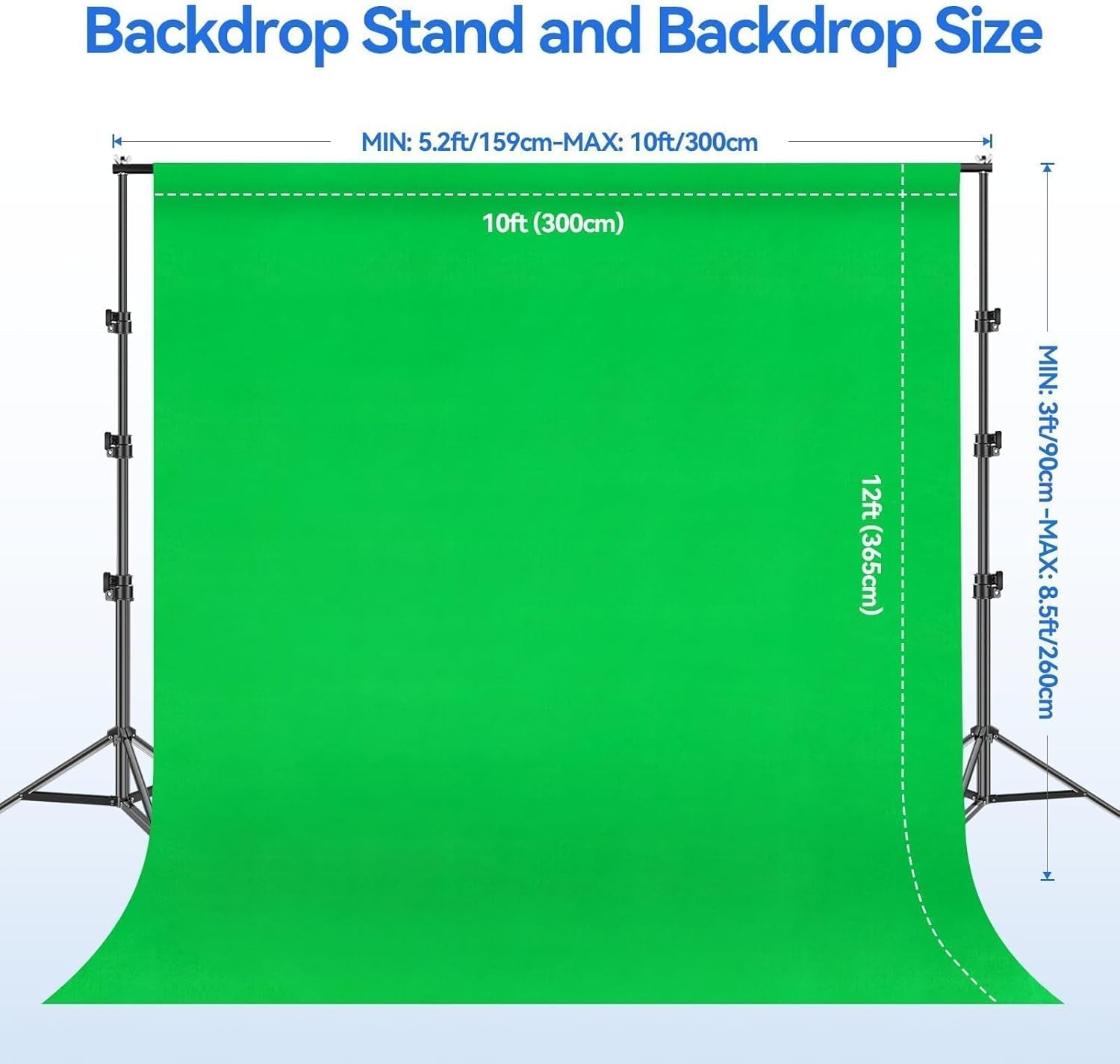 EMART 8.5 X 10Ft Green Screen Backdrop Kit with Tripod Stand, Photography Background Support System with 10 X12Ft 100% Cotton Muslin Chromakey Backdrop for Photo Studio, Video Shooting, Live Streaming