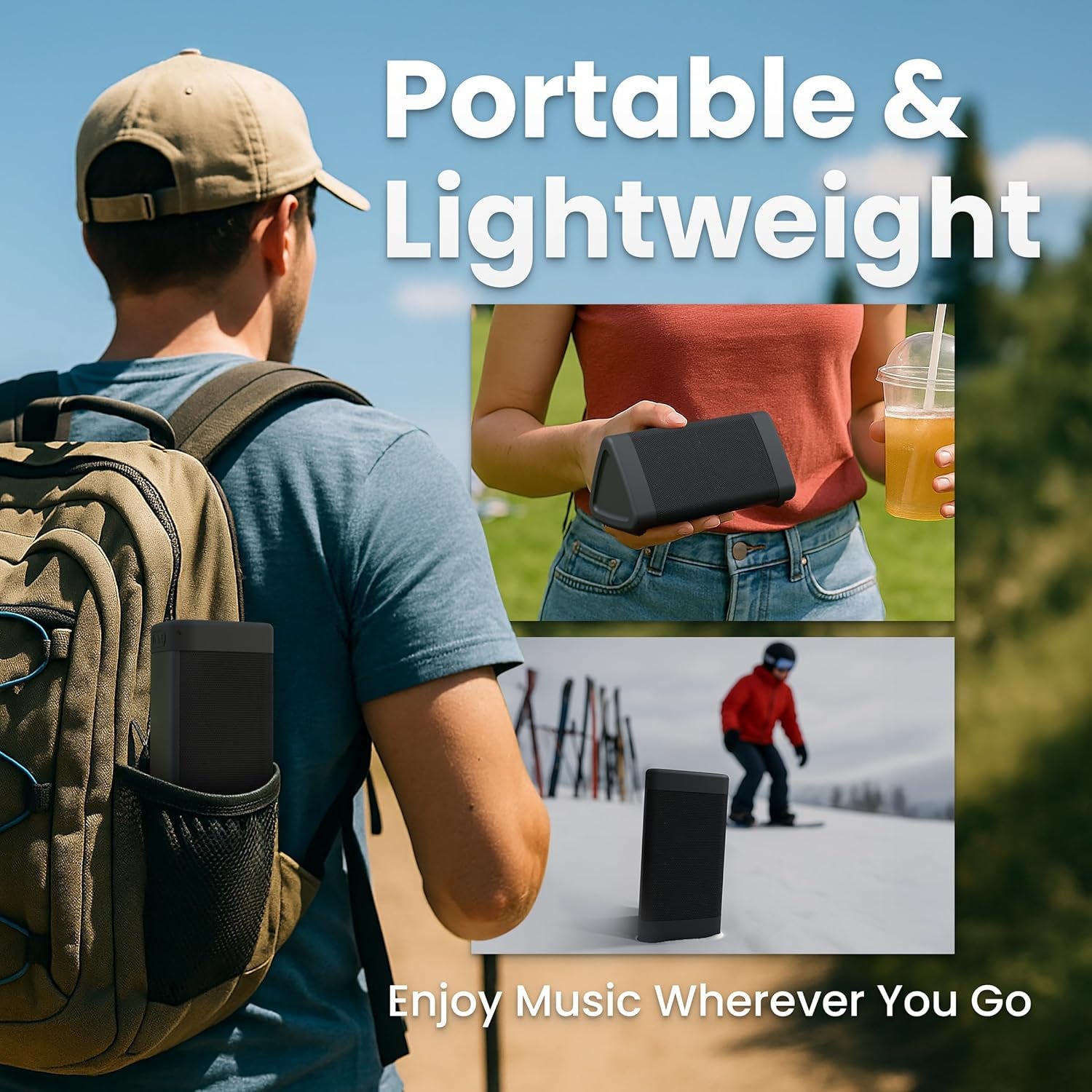 Oontz Angle 3 (4Th Gen) – Portable Bluetooth Speaker, 12W Stereo Sound, 24 Hour Playtime, Rich Bass, 100 Foot Wireless Range, Waterproof, Home, Outdoor, Travel, Great Gift (Black)