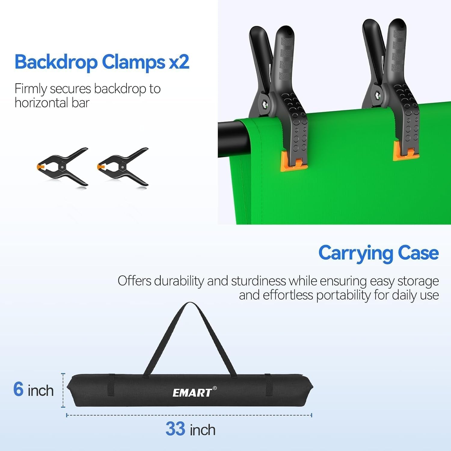 EMART 8.5 X 10Ft Green Screen Backdrop Kit with Tripod Stand, Photography Background Support System with 10 X12Ft 100% Cotton Muslin Chromakey Backdrop for Photo Studio, Video Shooting, Live Streaming