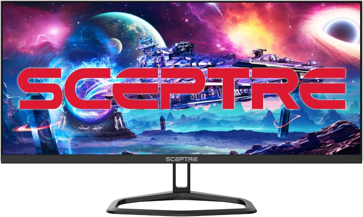 Sceptre 30-Inch Curved Gaming Monitor 21:9 2560X1080 Ultra Wide/ Slim HDMI Displayport up to 200Hz Build-In Speakers, Metal Black (C305B-200UN1)